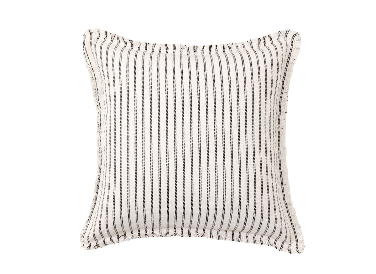 Coussin blanc à rayures noires 45x45 cm TALINA - DécoInParis