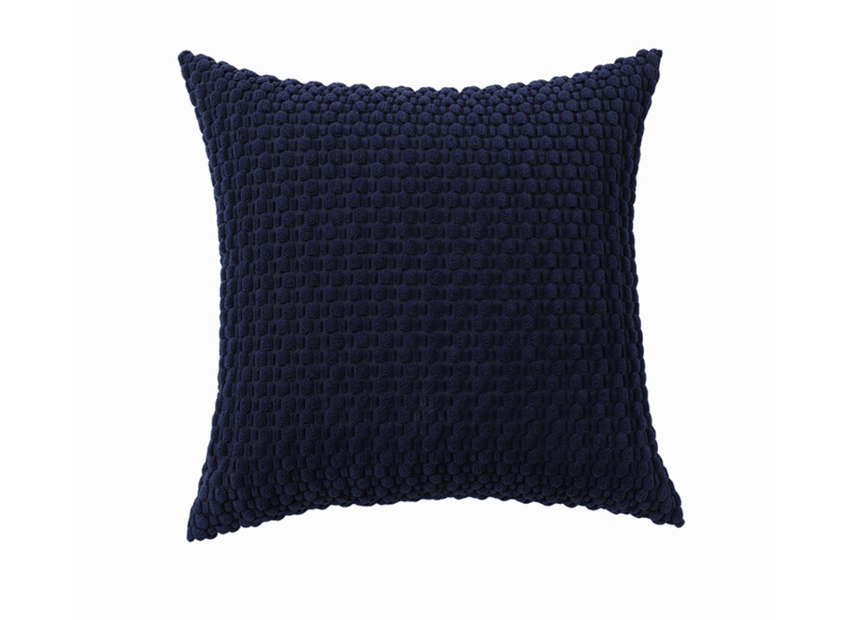 Coussin bleu marine en tissu texturé doux 45x45 cm DUNE - DécoInParis