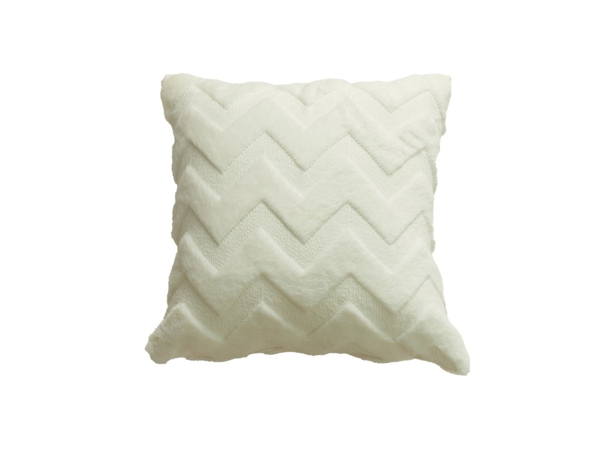 Coussin carré 45x45 cm en tissu doux motif chevron beige HARRY - DécoInParis