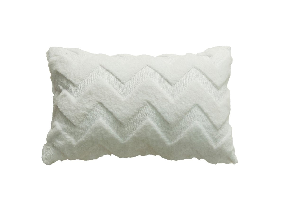 Coussin rectangulaire 50x30 cm en tissu doux motif chevron blanc HARRY - DécoInParis