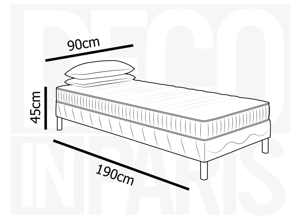 Ensemble 90x190 sommier tapissier & Matelas en mousse 15 cm WOLK - DécoInParis