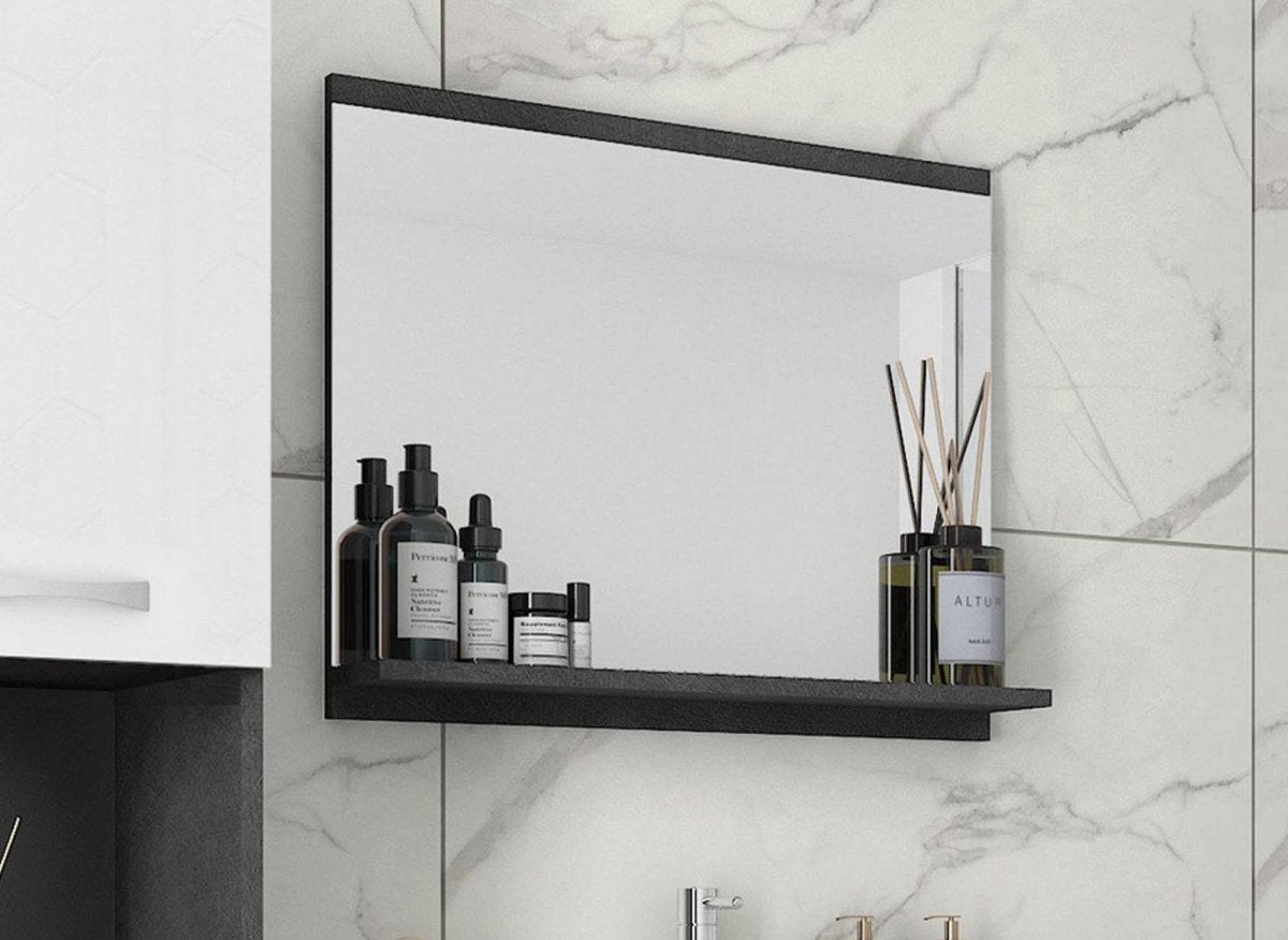 Ensemble meubles salle de bain design suspendu - Gris foncé et blanc HARMONY - DécoInParis