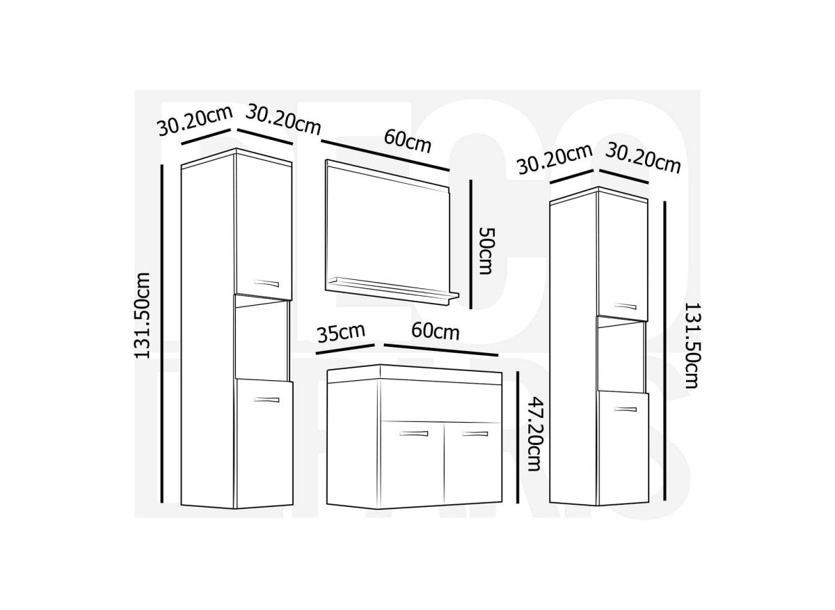 Ensemble meubles salle de bain suspendu XL - Bois effet vieilli HARMONY - DécoInParis