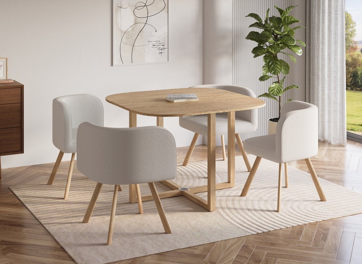 Ensemble table + 4 chaises encastrables beige FLEN - DécoInParis