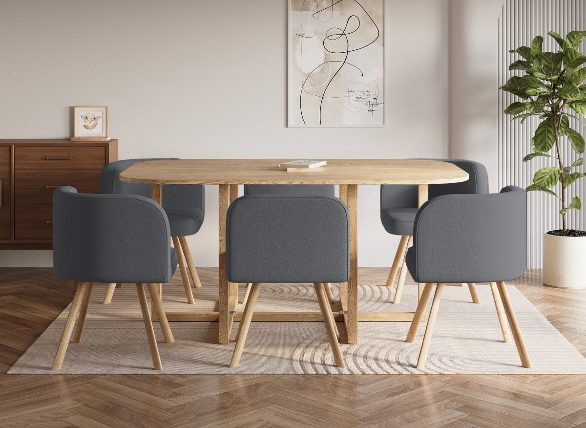 Ensemble table + 6 chaises encastrables gris FLEN XL - DécoInParis