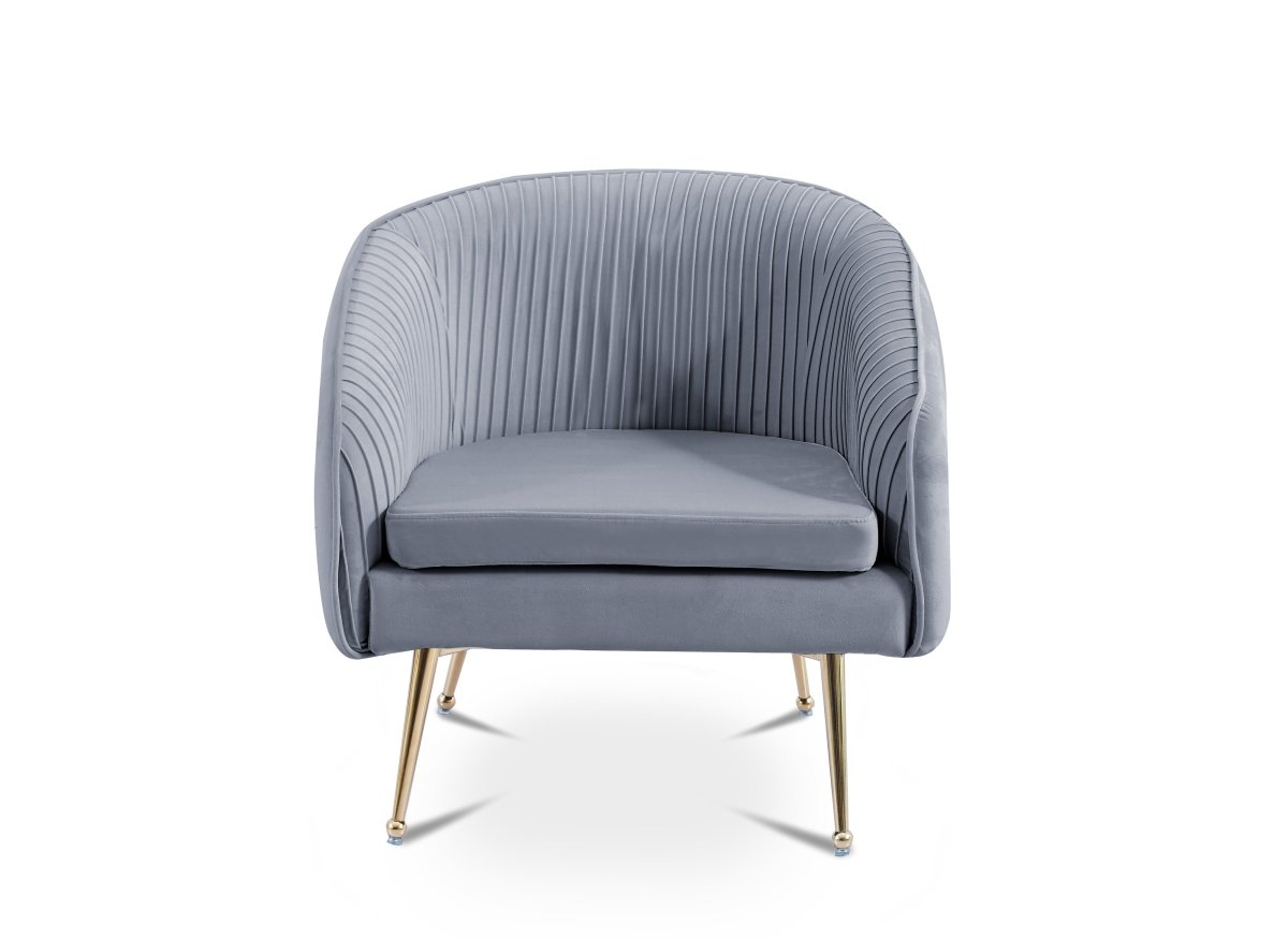 Fauteuil cabriolet en velours gris pieds doré TRECY - DécoInParis
