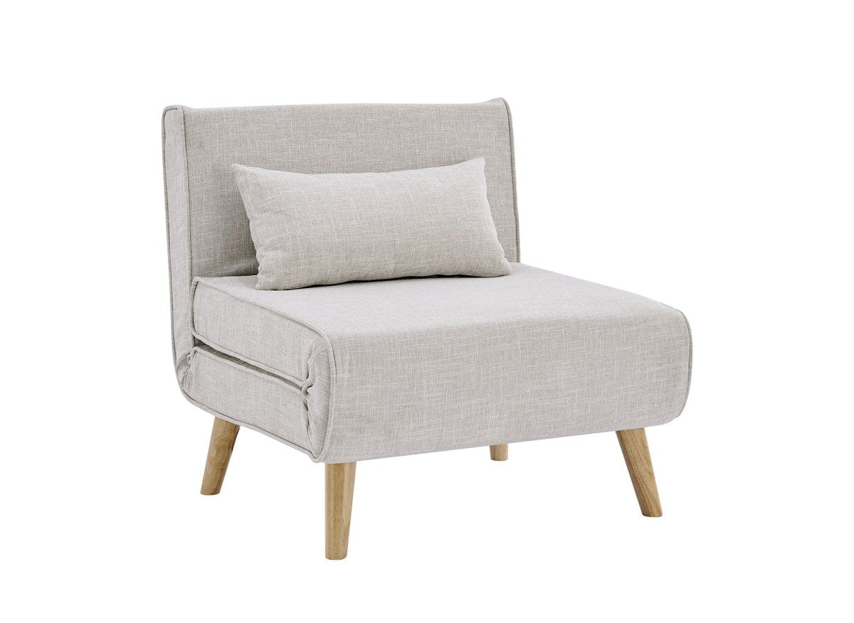 Fauteuil convertible en tissu beige TONKA - DécoInParis