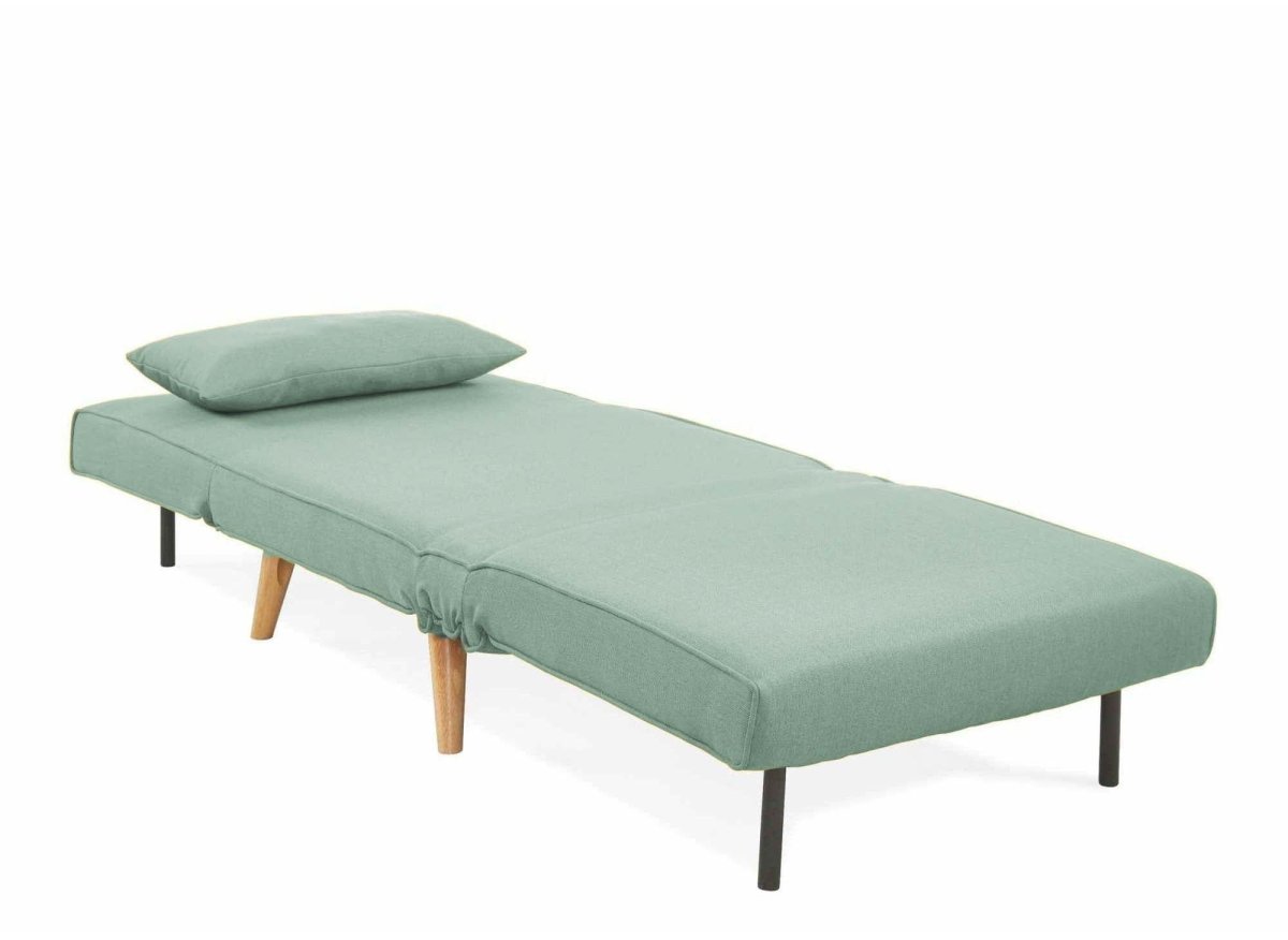 Fauteuil convertible en tissu vert d'eau TONKA - DécoInParis