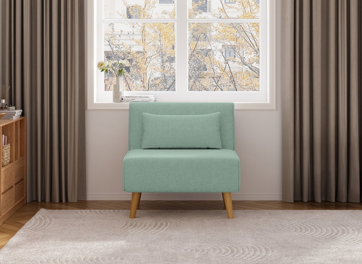 Fauteuil convertible en tissu vert d'eau TONKA - DécoInParis