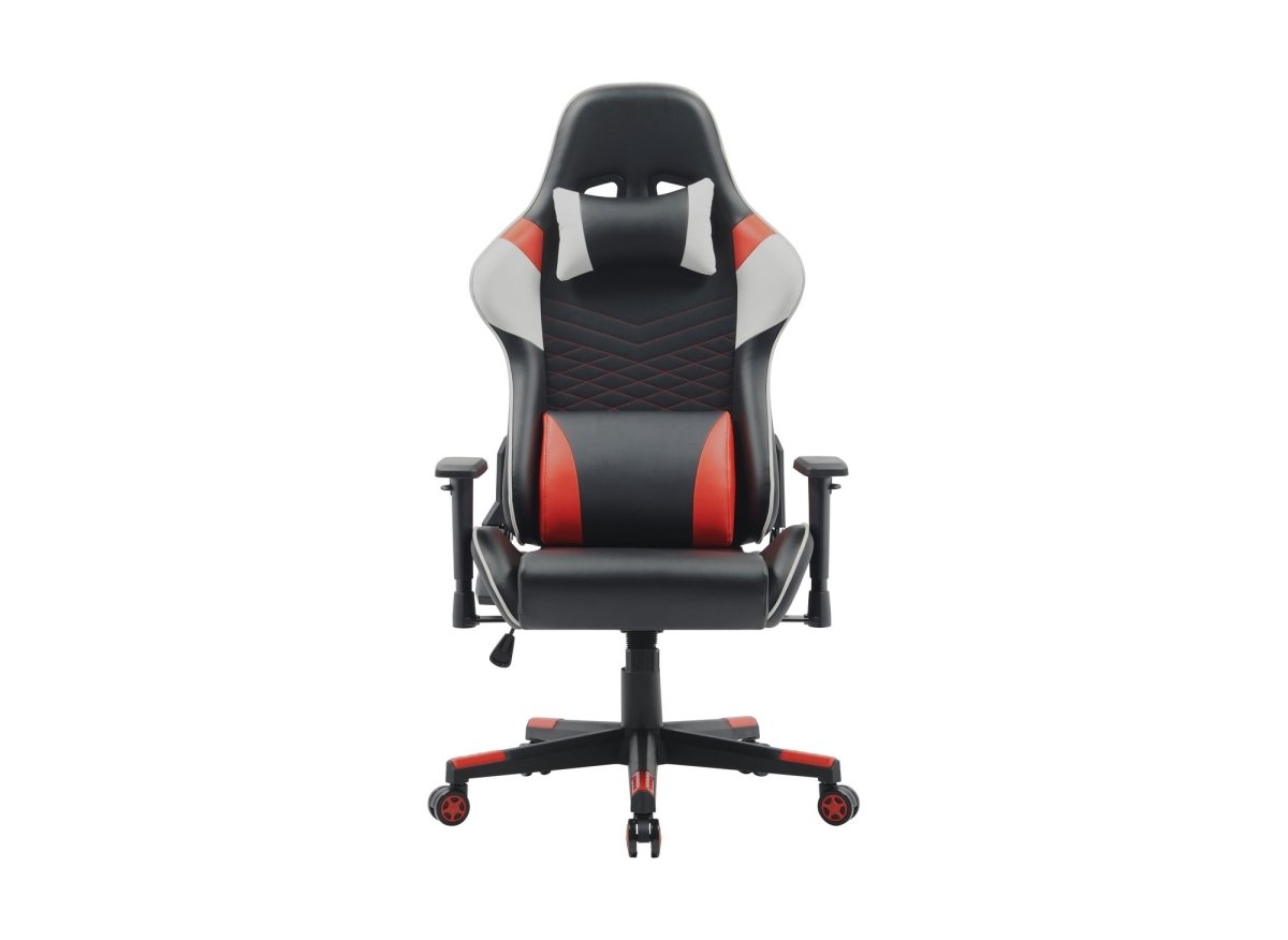 Fauteuil de bureau gaming en simili cuir noir blanc et rouge KIRA - DécoInParis