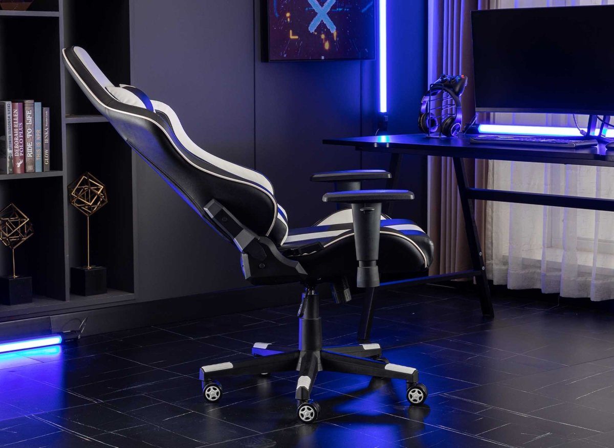 Fauteuil de bureau gaming en simili cuir noir et blanc SOUL - DécoInParis