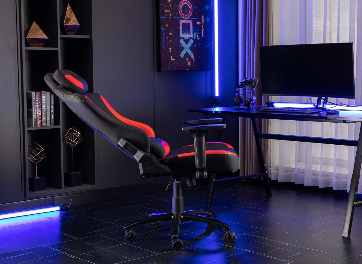 Fauteuil de bureau gaming en simili cuir noir et rouge EVALD - DécoInParis