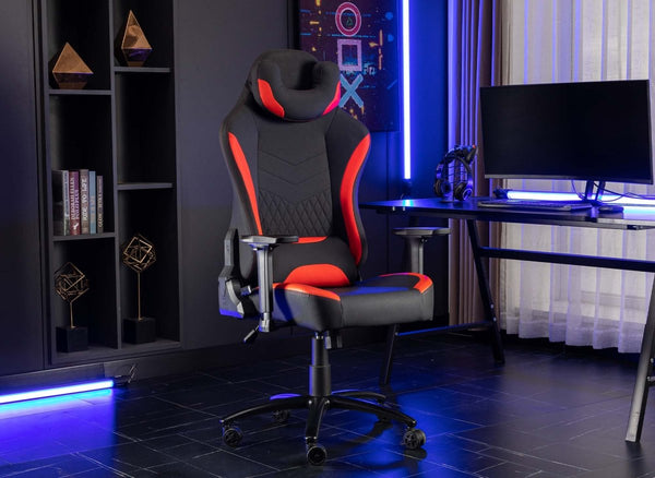 Fauteuil de bureau gaming en simili cuir noir et rouge EVALD - DécoInParis