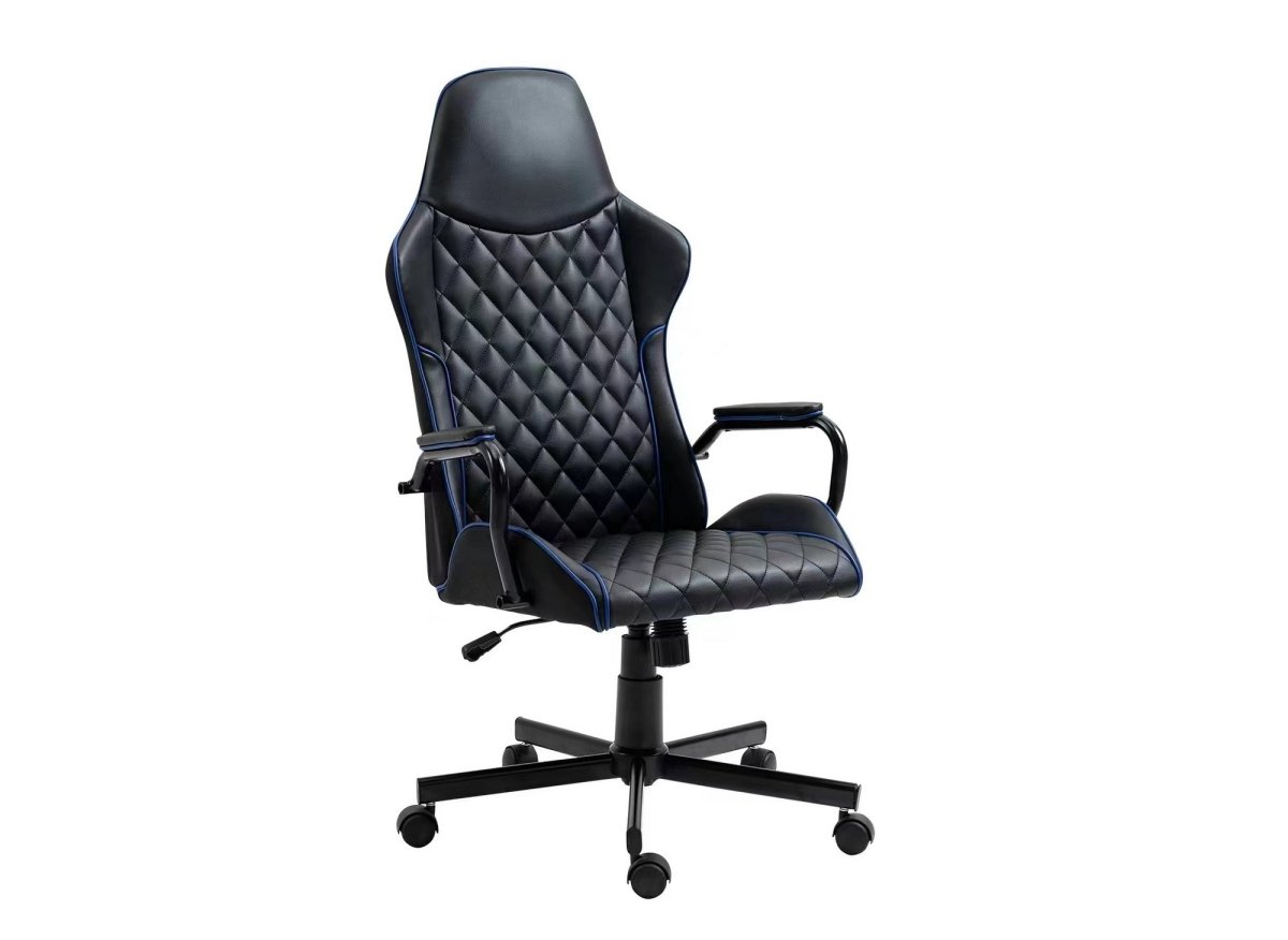 Fauteuil de bureau noir et bleu en simili cuir ATOMIC - DécoInParis