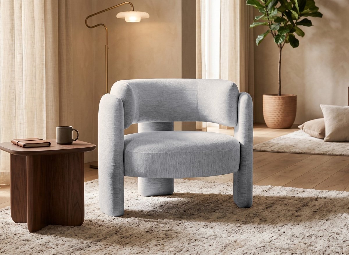 Fauteuil design en velours gris DENZEL - DécoInParis
