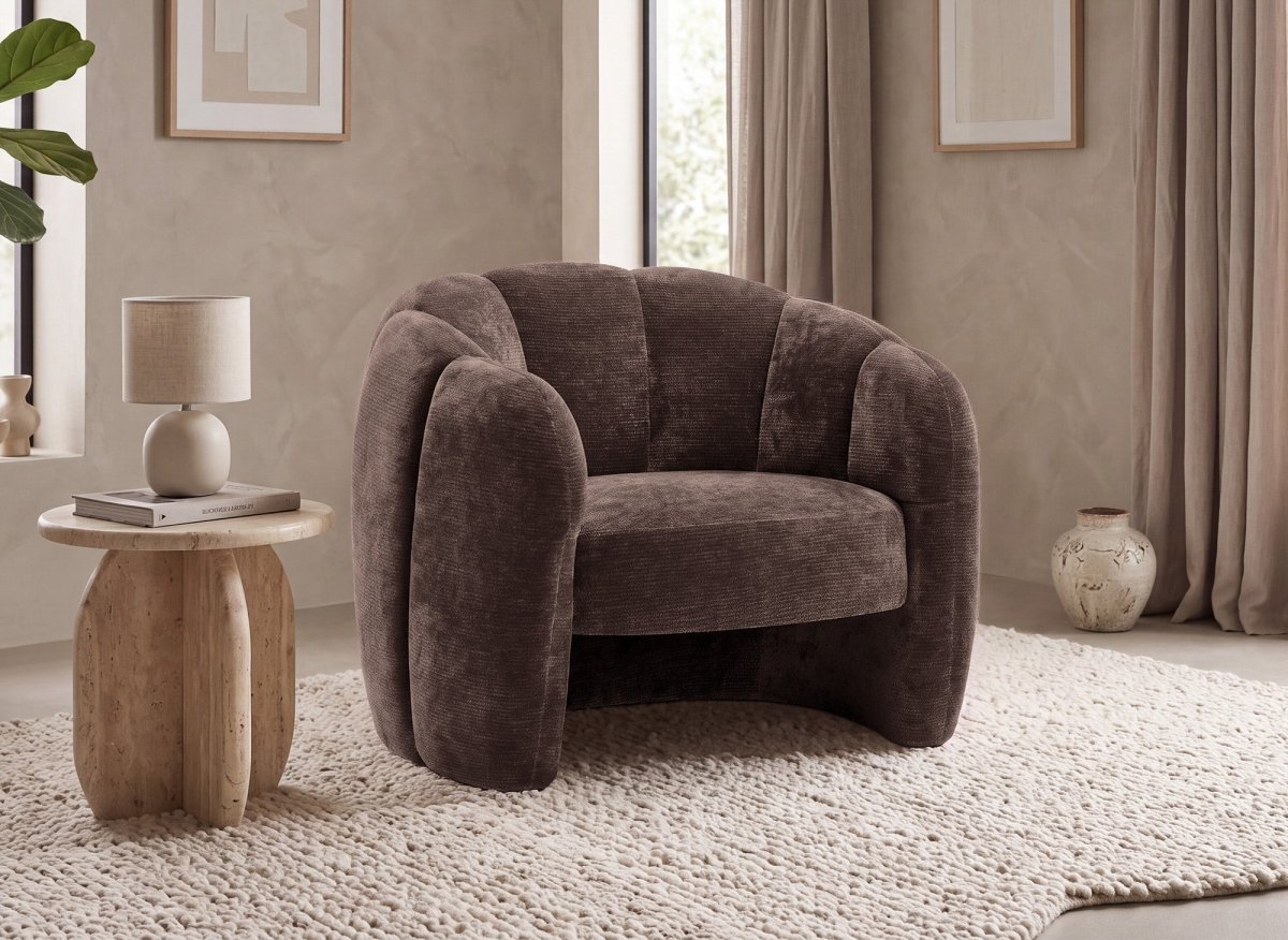 Fauteuil design en velours marron SENY - DécoInParis