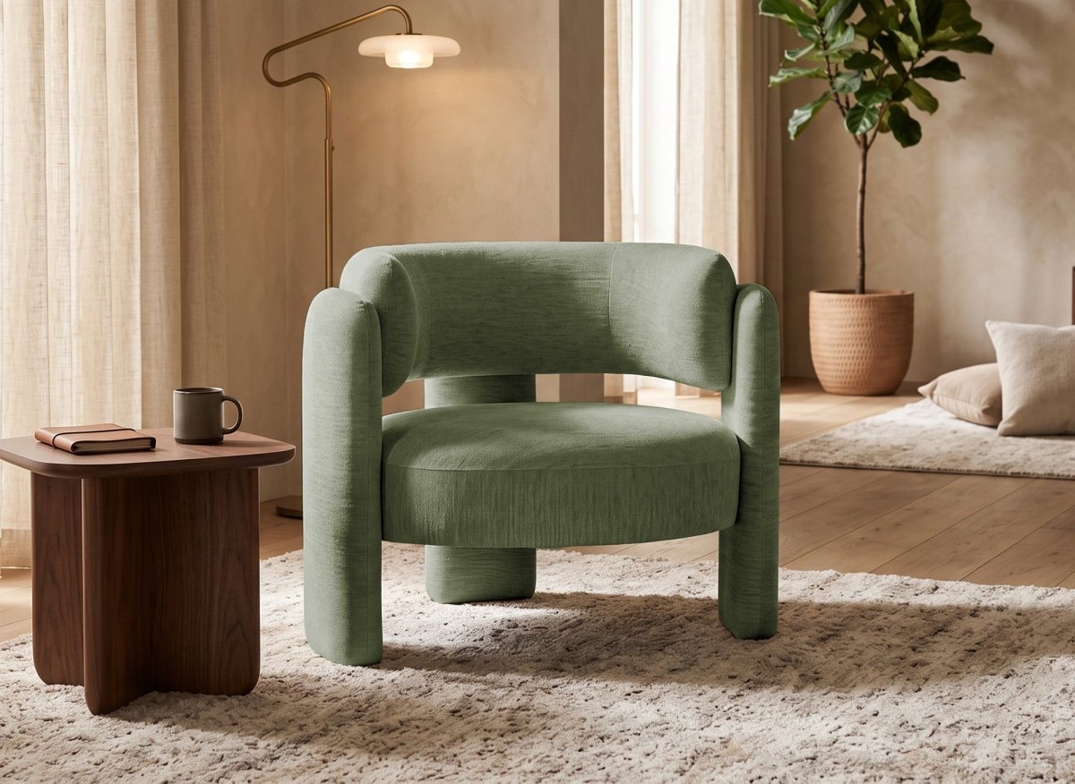 Fauteuil design en velours vert d'eau DENZEL - DécoInParis