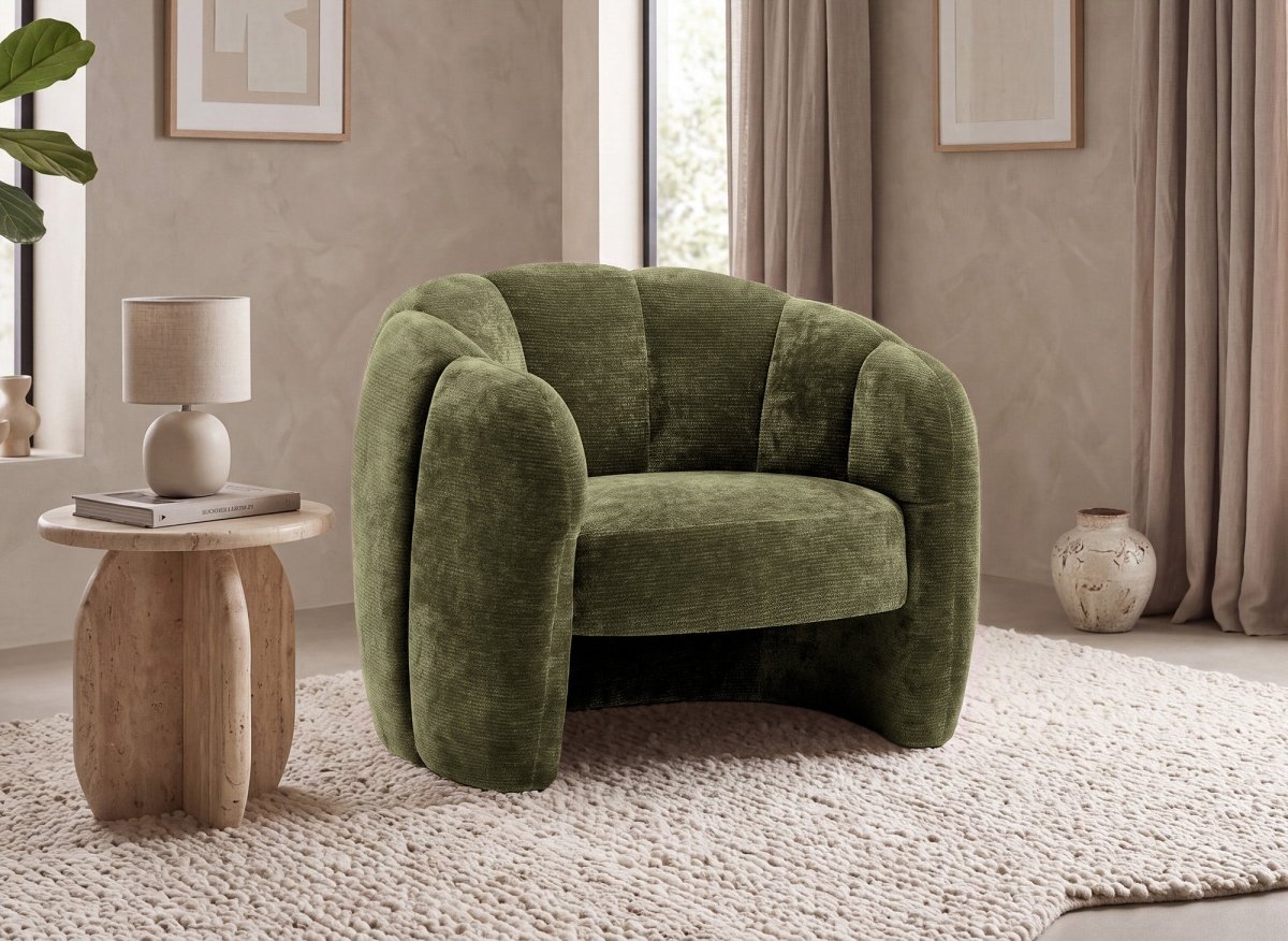 Fauteuil design en velours vert d'eau SENY - DécoInParis