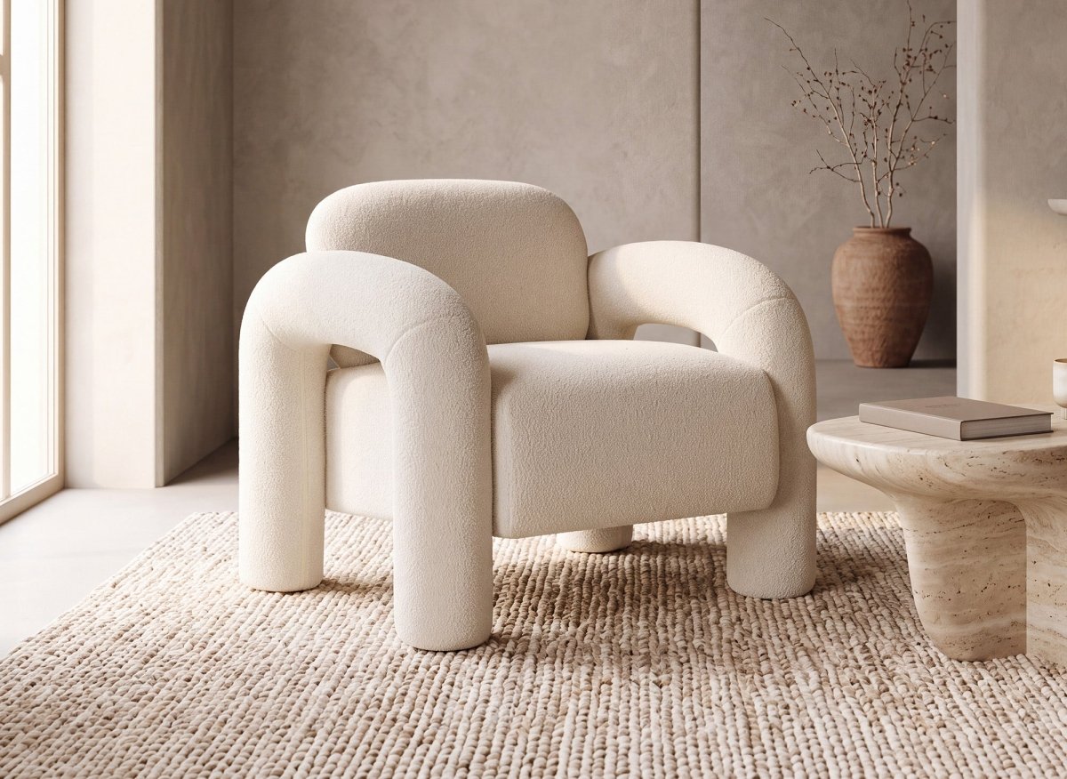 Fauteuil en tissu bouclette DEBORAH - DécoInParis