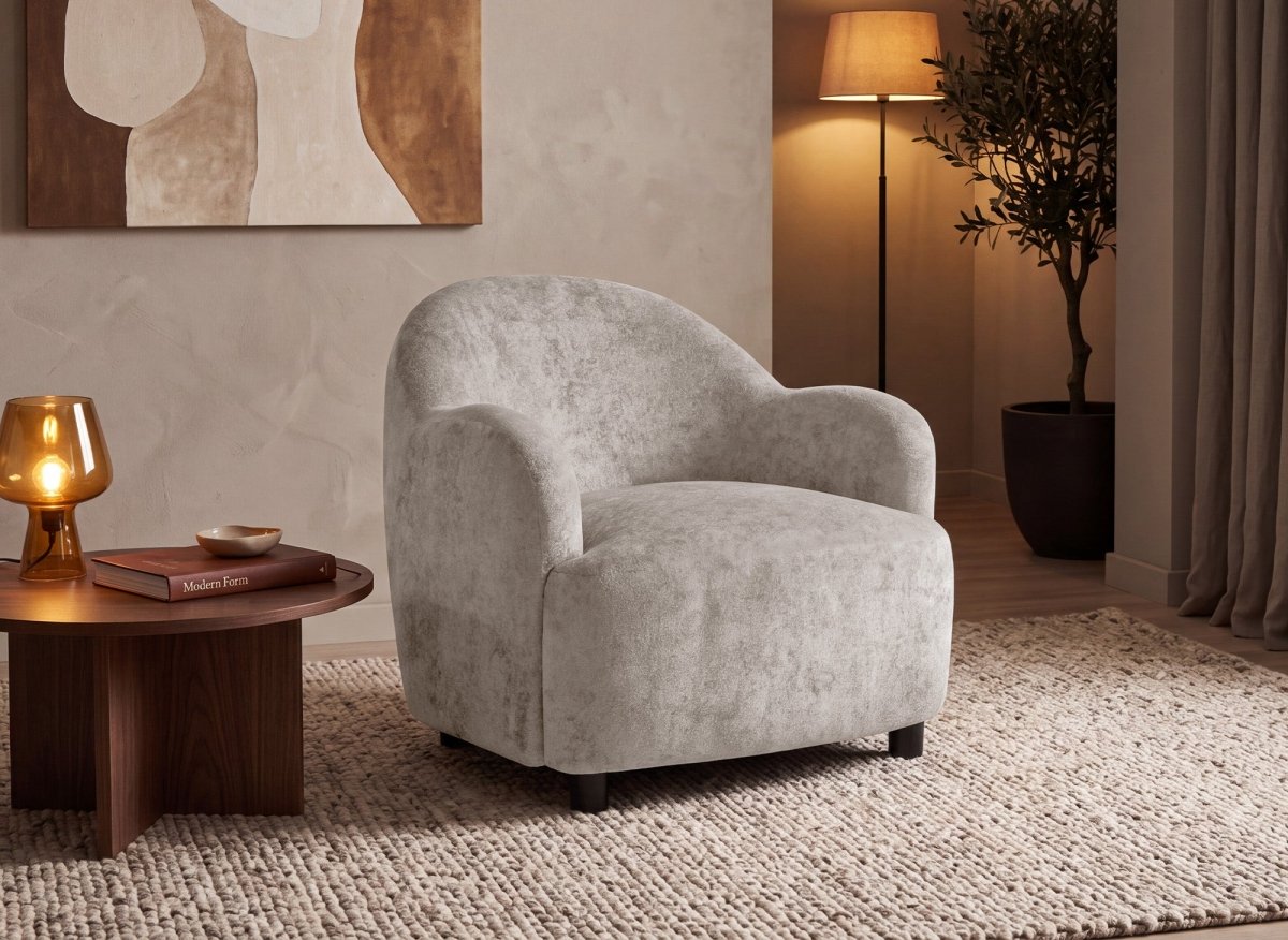 Fauteuil en velours beige SWING - DécoInParis