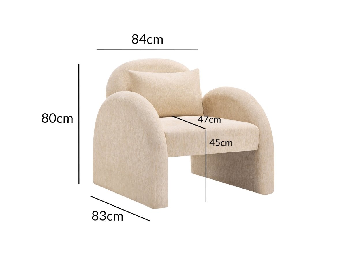 Fauteuil en velours beige VOLTAIRE - DécoInParis