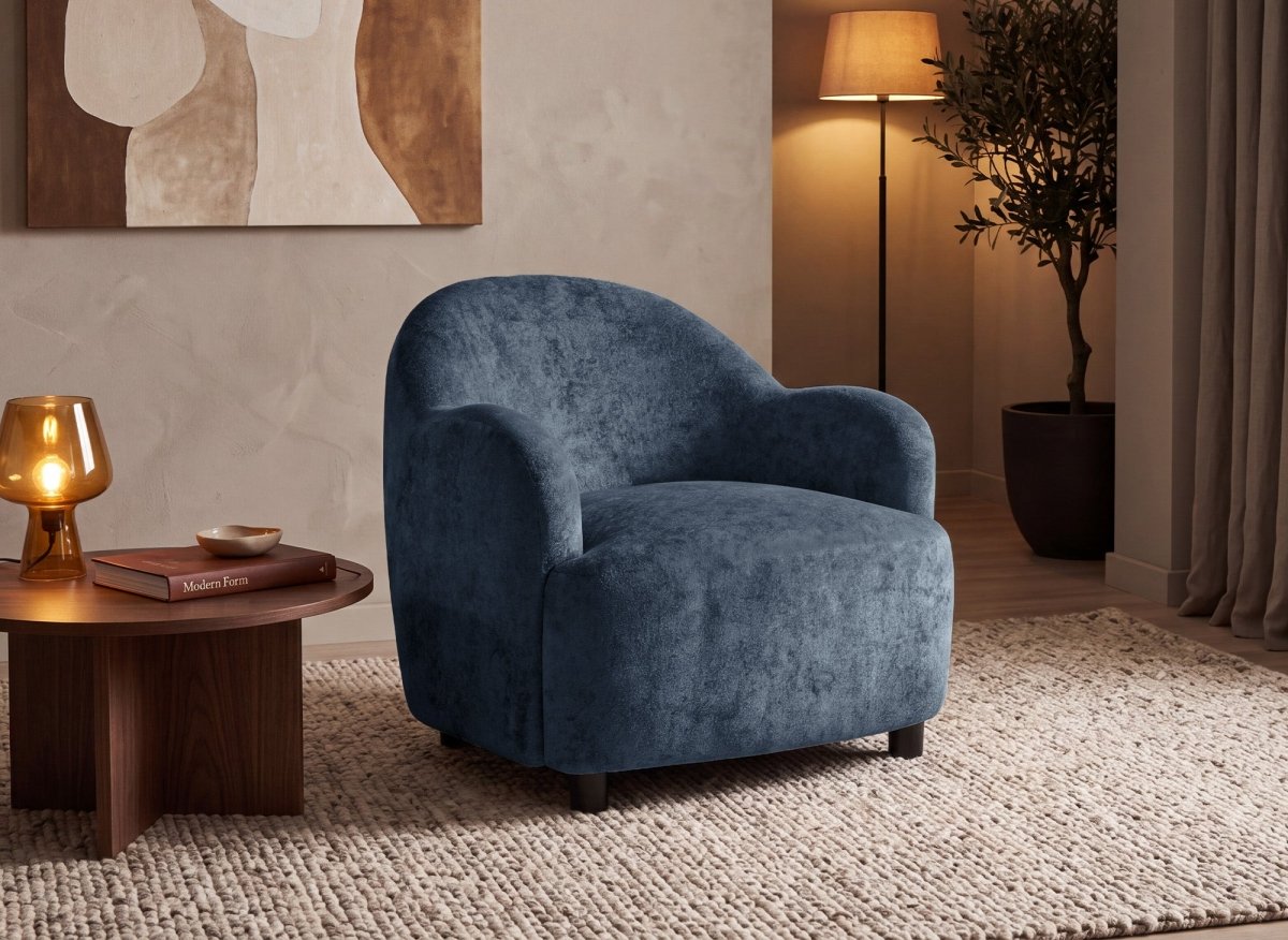 Fauteuil en velours bleu SWING - DécoInParis