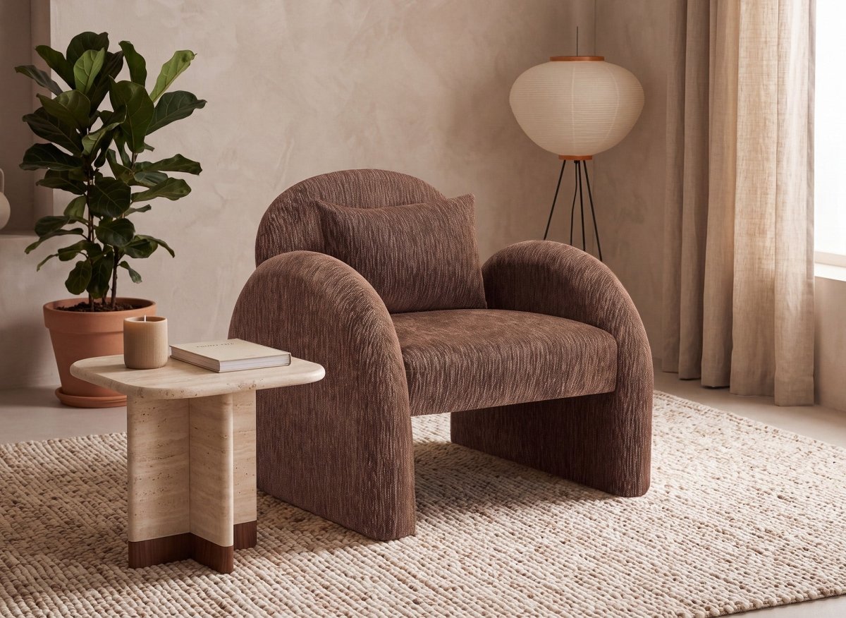Fauteuil en velours marron VOLTAIRE - DécoInParis