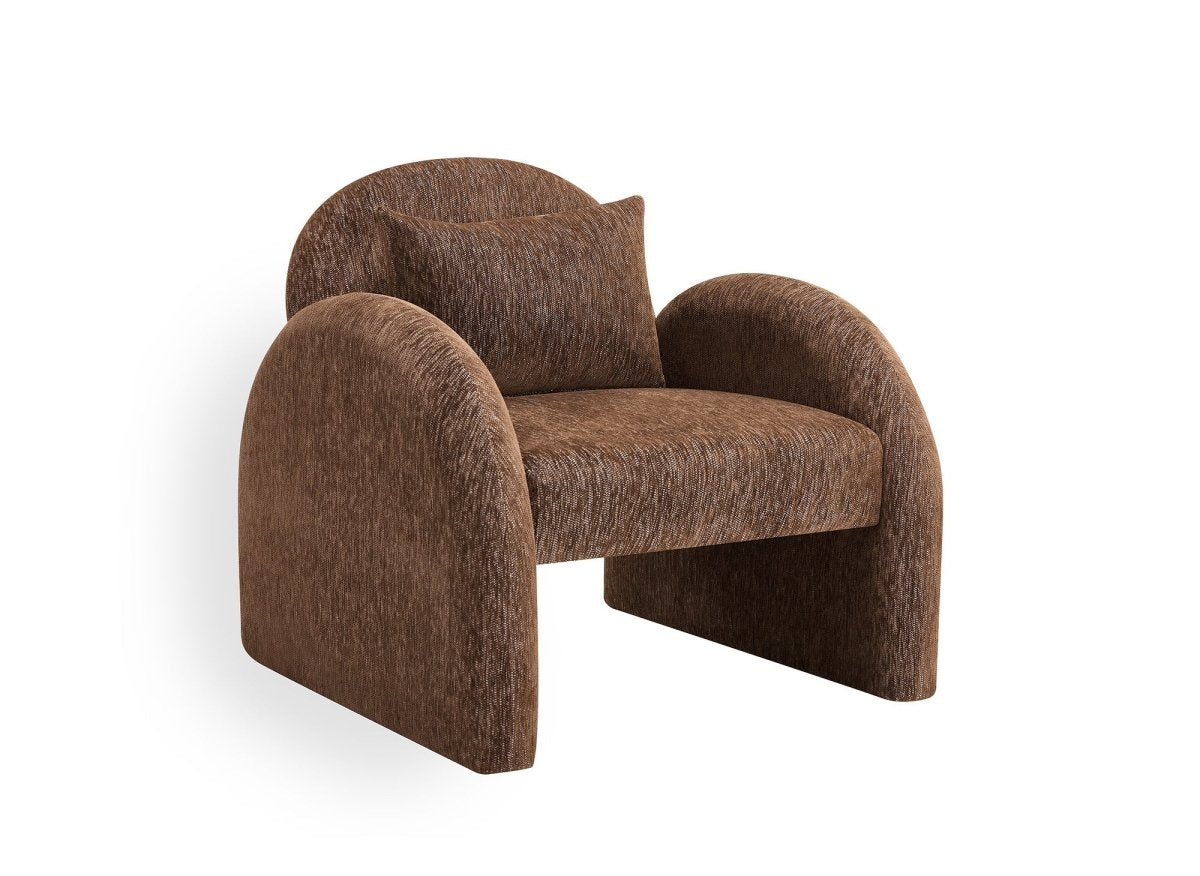 Fauteuil en velours marron VOLTAIRE - DécoInParis