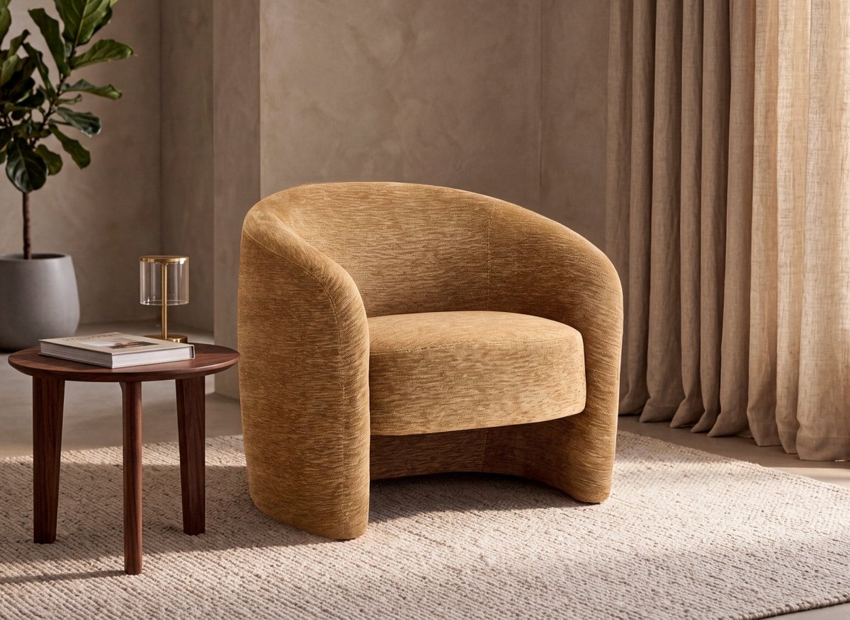 Fauteuil en velours moutarde OXFORD - DécoInParis