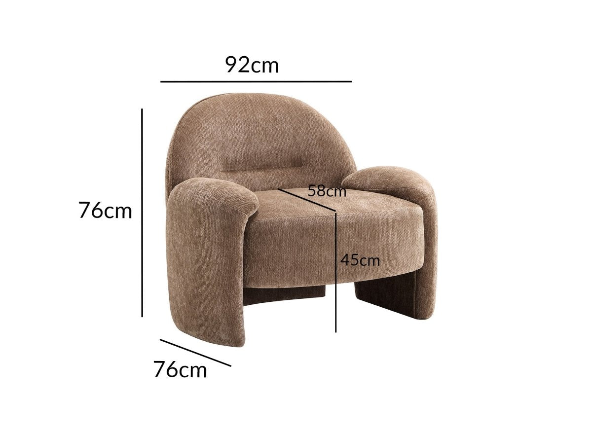 Fauteuil en velours taupe MAKO - DécoInParis