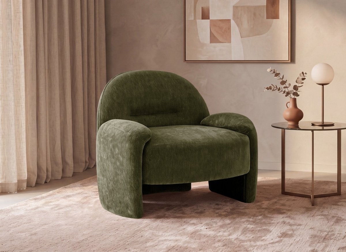 Fauteuil en velours vert d'eau MAKO - DécoInParis