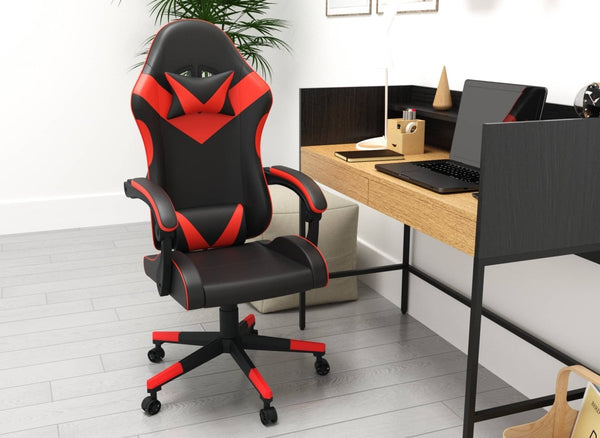 Fauteuil gaming en simili cuir noir et rouge PIXEL - DécoInParis