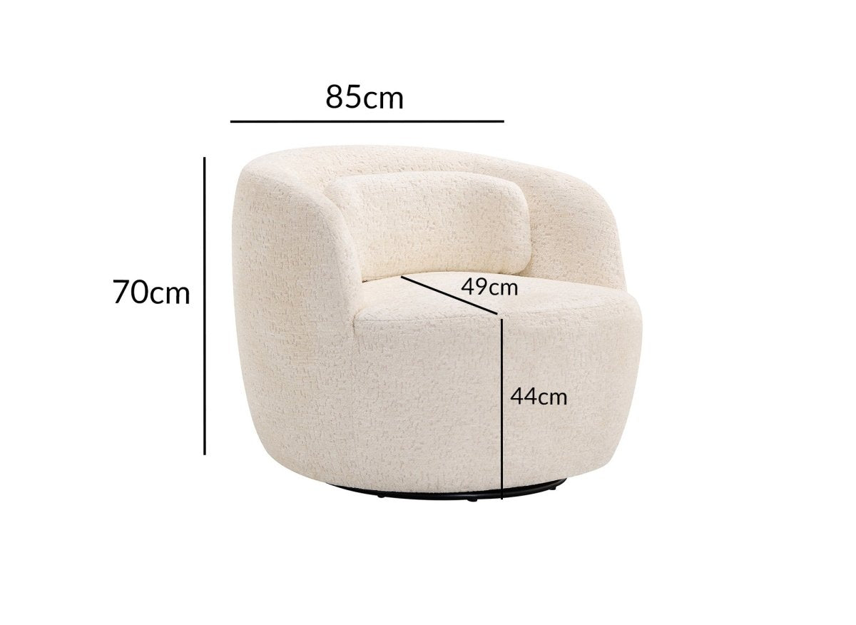 Fauteuil pivotant en bouclette écru OLIPA - DécoInParis