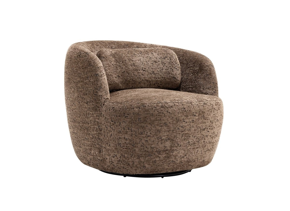 Fauteuil pivotant en bouclette marron OLIPA - DécoInParis