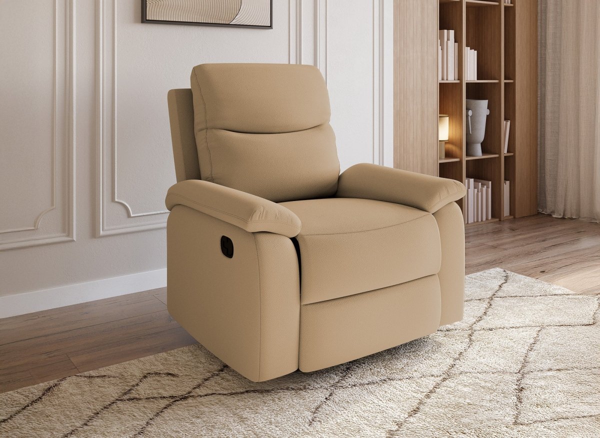 Fauteuil relax effet simili cuir camel JACOB - DécoInParis