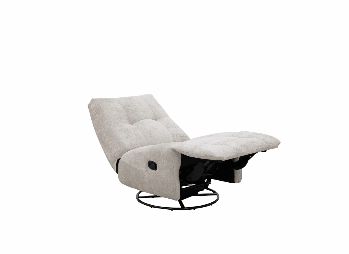Fauteuil relax pivotant en velours chiné beige LISON - DécoInParis