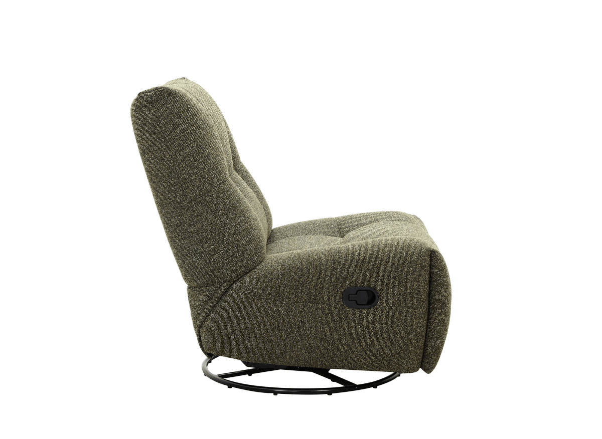 Fauteuil relax pivotant en velours texturé vert kaki LISON - DécoInParis