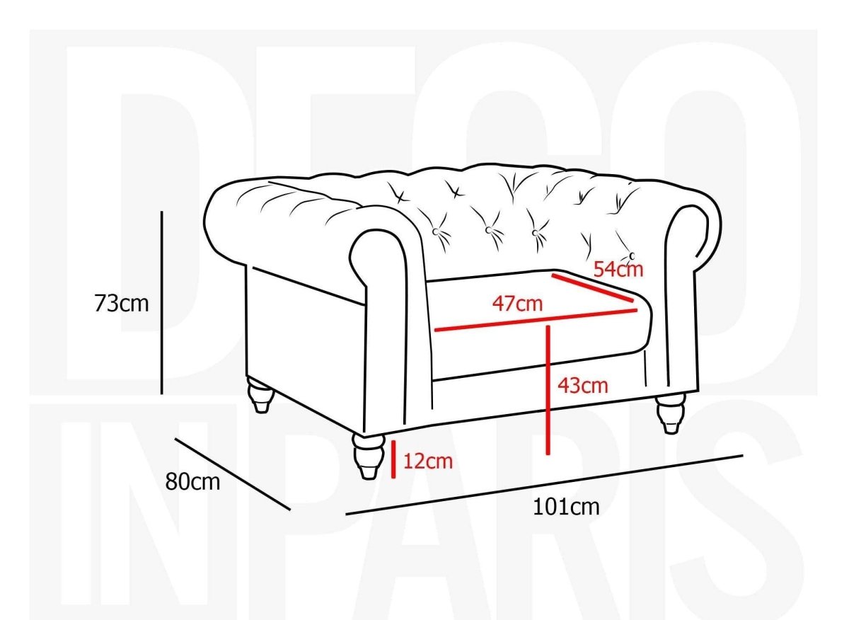 Fauteuil velours Gris CHESTERFIELD - DécoInParis