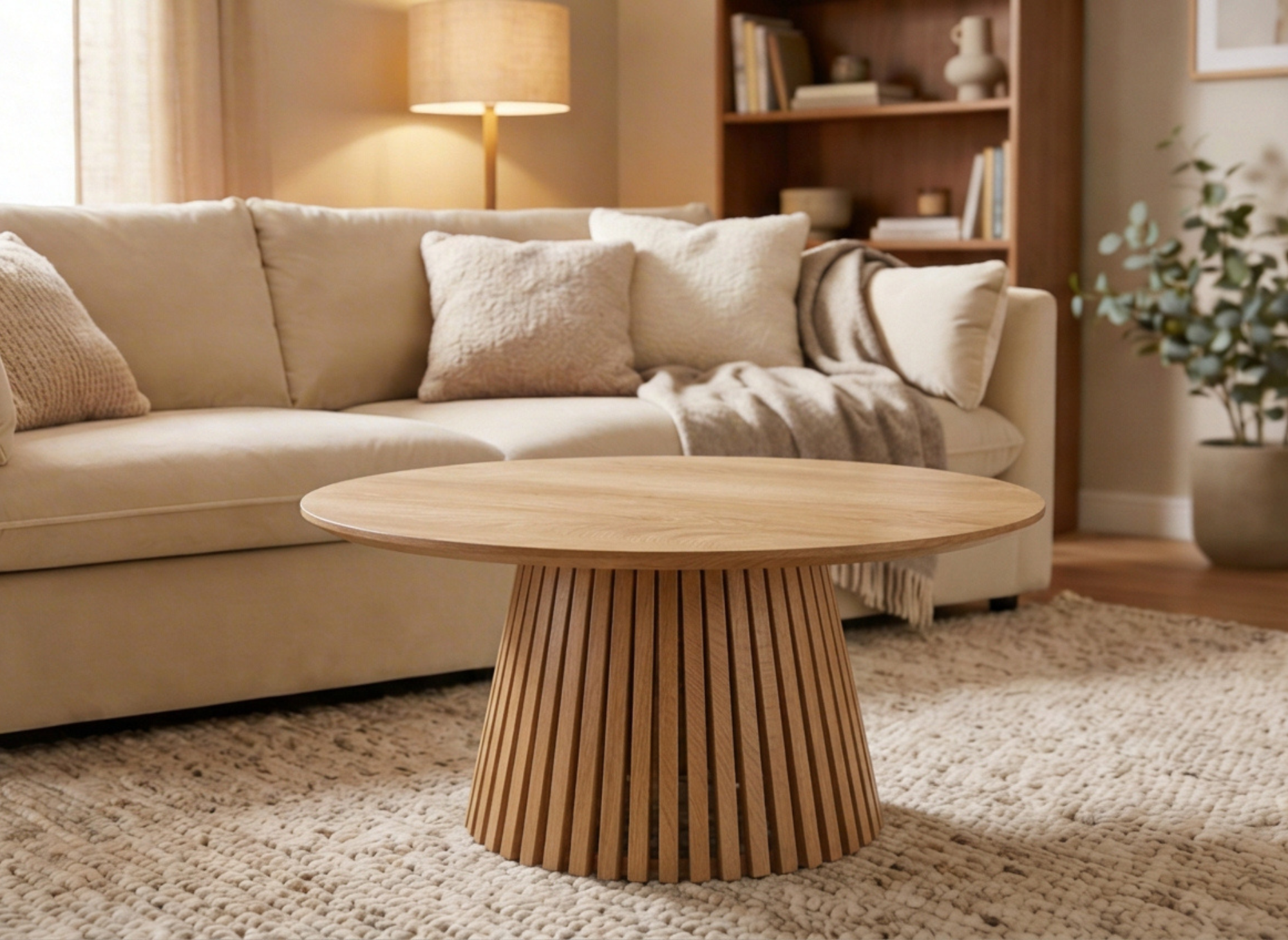 Table basse ronde en bois clair HEKA