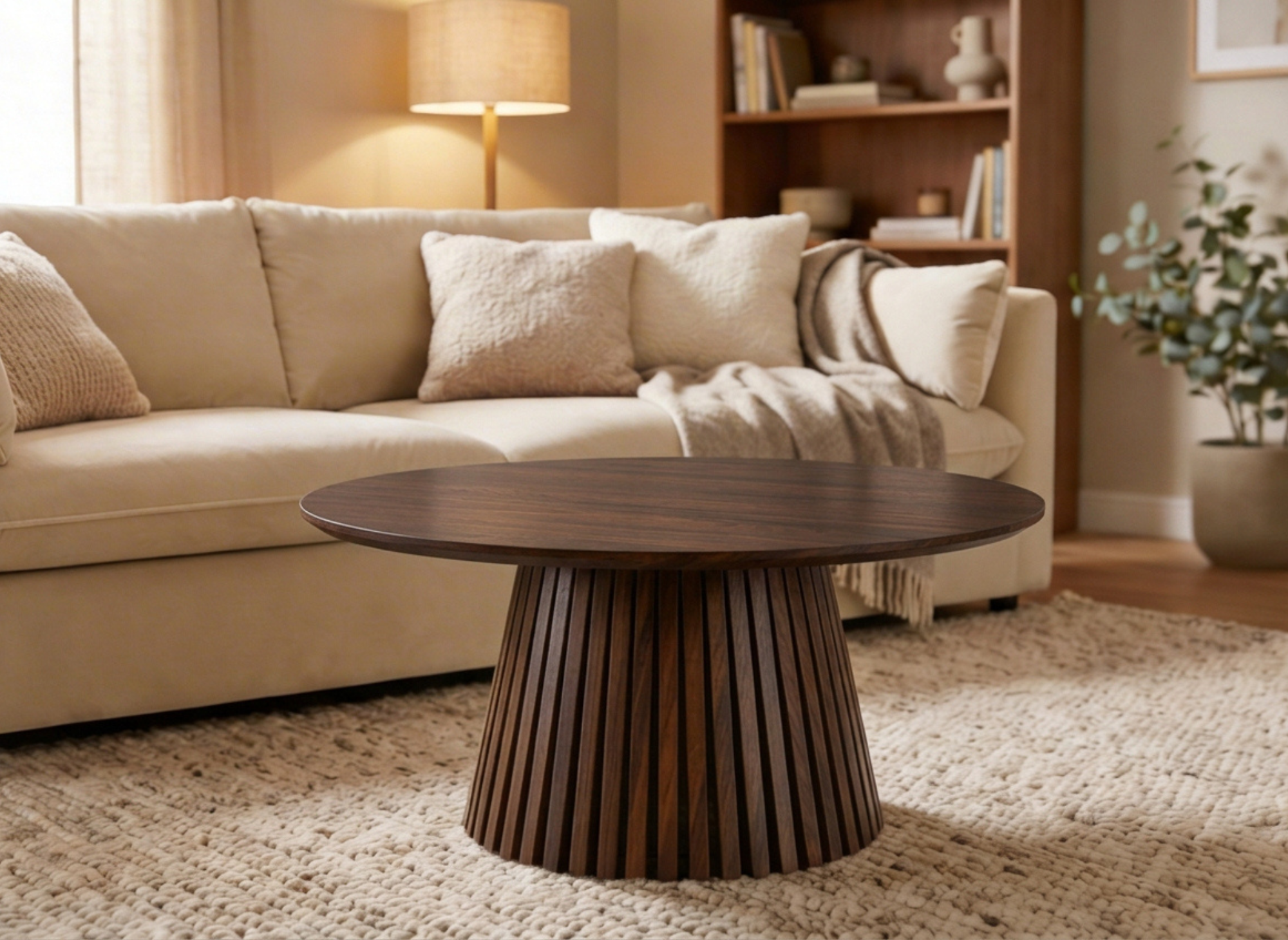 Table basse ronde en bois foncé HEKA