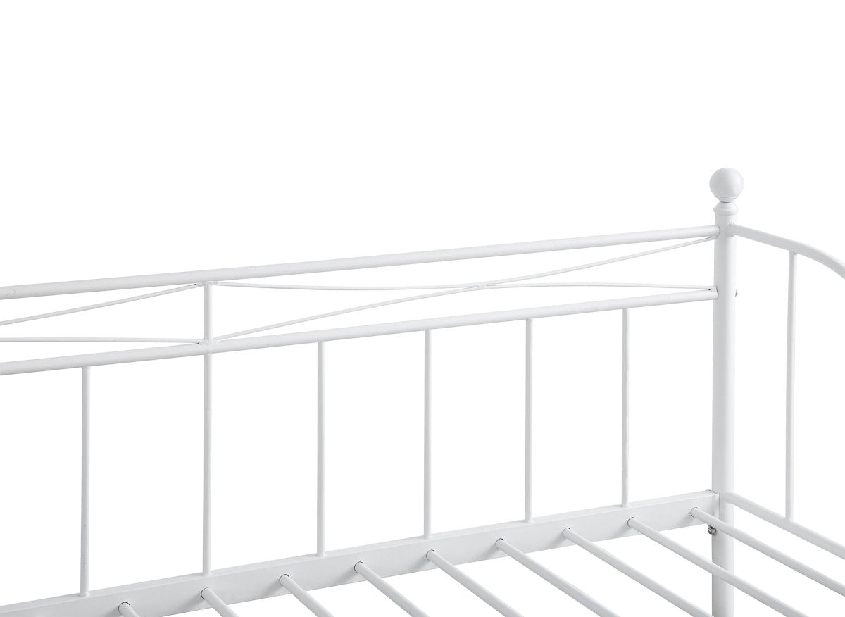 Lit banquette gigogne en métal blanc ALICIA 90 x 190 cm - DécoInParis