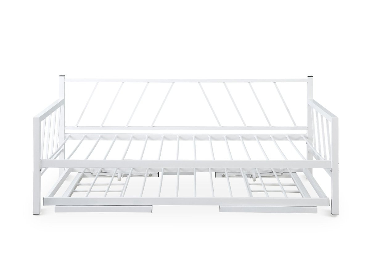 Lit banquette gigogne en métal blanc TORRY 90 x 190 cm - DécoInParis