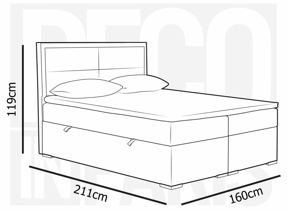 Lit boxspring 160x200 avec coffre de rangement en velours beige AMELIA - DécoInParis