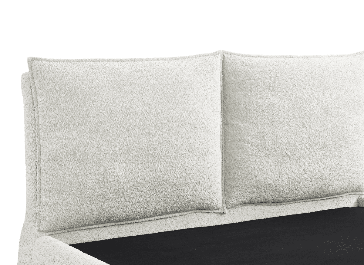 Lit coffre en tissu bouclette beige 140x190 cm MELY - DécoInParis