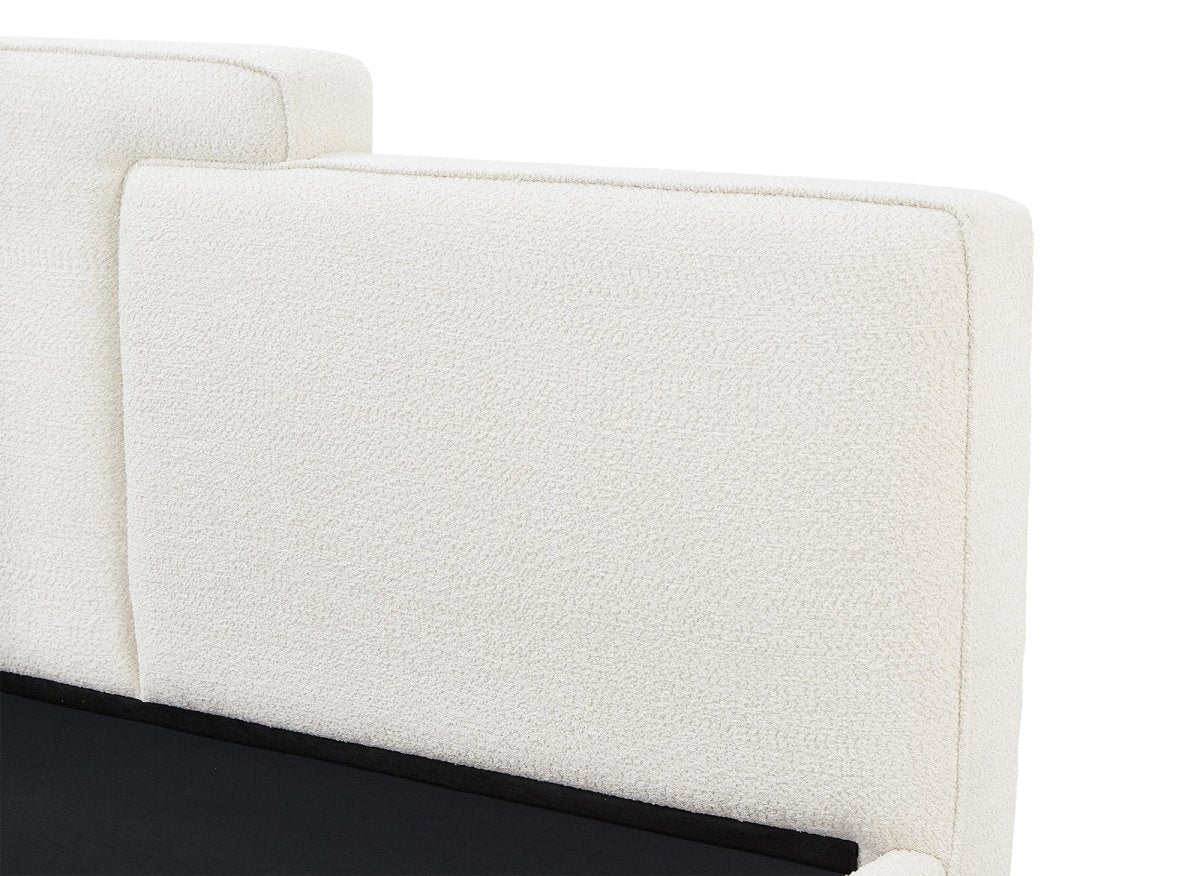 Lit coffre en tissu bouclette beige 180x200 cm ZELIA - DécoInParis