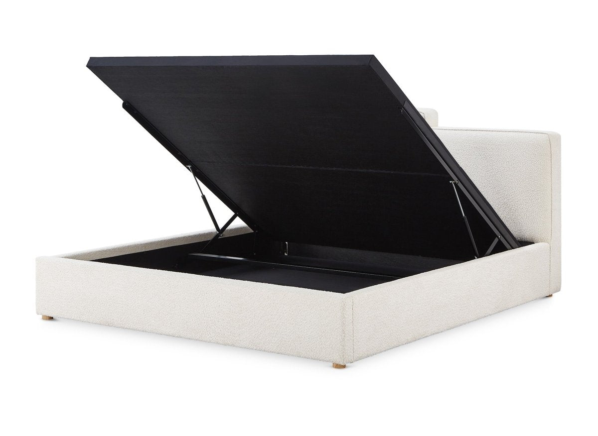 Lit coffre en tissu bouclette beige 180x200 cm ZELIA - DécoInParis