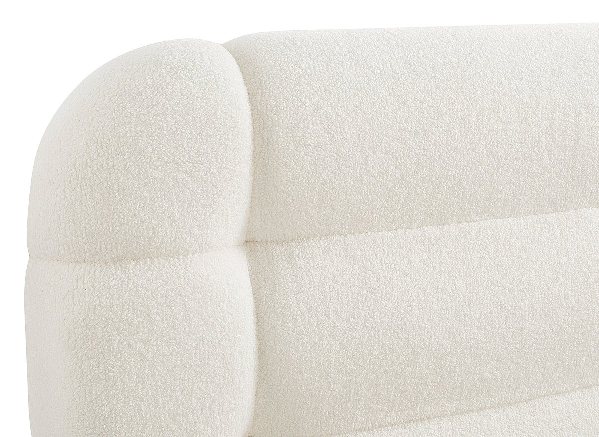 Lit coffre en tissu bouclette écru 140x190 cm YOURI - DécoInParis