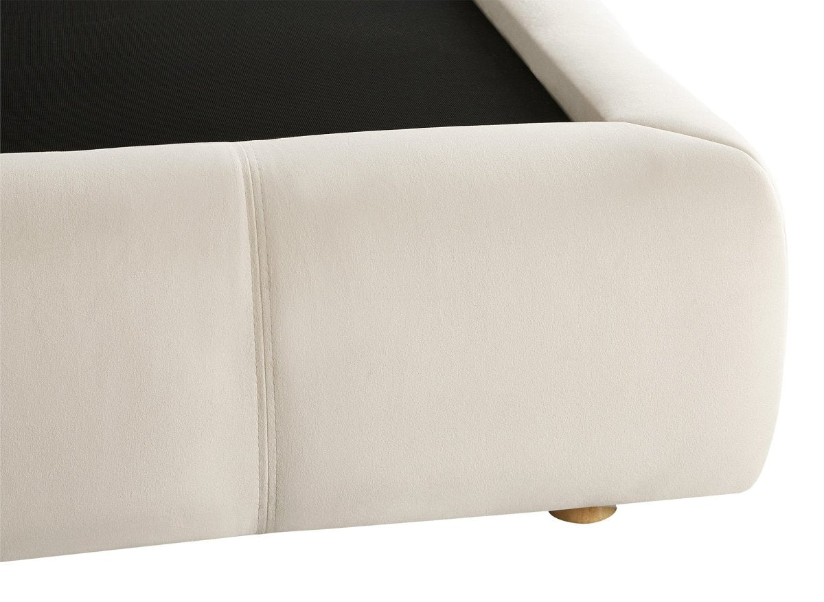 Lit coffre en velours beige 140x190 cm GEORGINA - DécoInParis