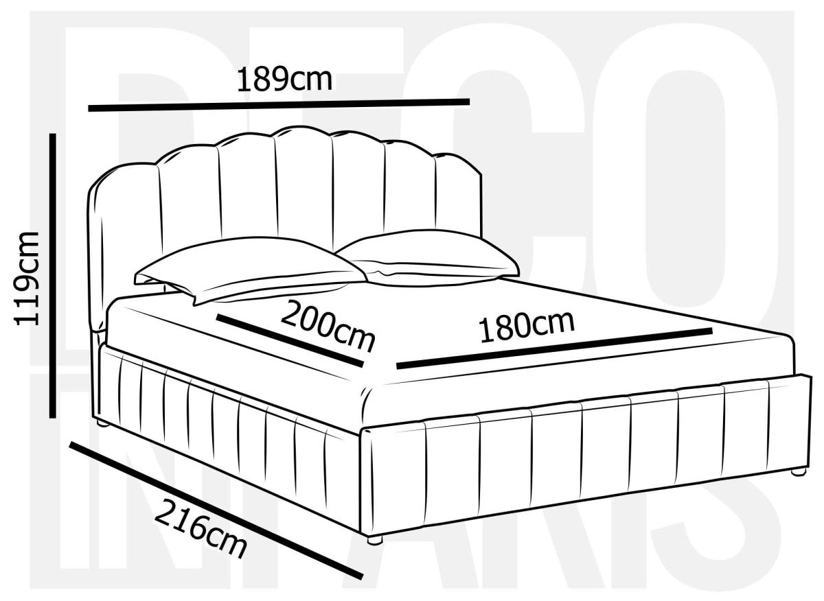 Lit coffre en velours beige 180x200 cm ELVIRA - DécoInParis
