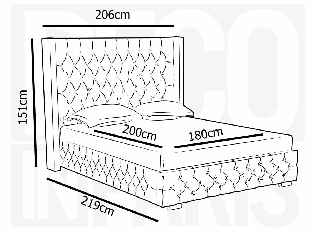 Lit coffre en velours beige 180X200 cm PERLA - DécoInParis